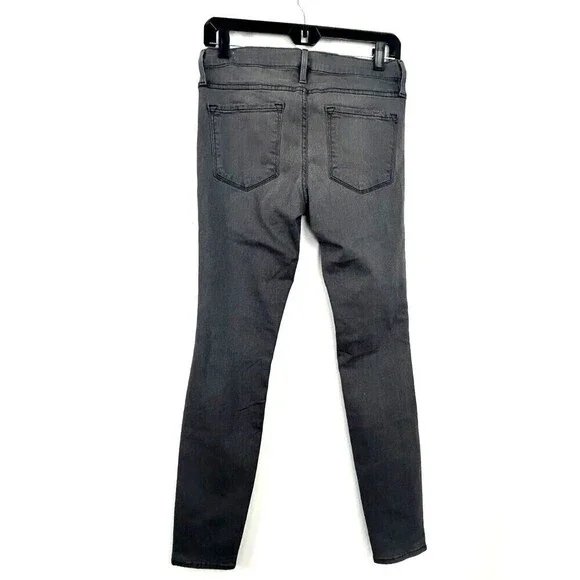 Frame Denim Le Skinny de Jeanne Women 28 Jean Gray Shred Distressed USA Stretch - Picture 7 of 13